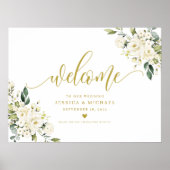 White Floral Welcome Sign Poster (Voorkant)