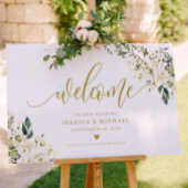 White Floral Welcome Sign Poster