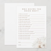 White Floral Wie kent de bruid beste spel Kaart (Voorkant / Achterkant)