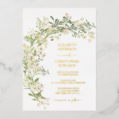 White Floral Wildbloemen Botanical Wedding Gold Folie Uitnodiging (Voorkant)