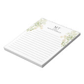 White Floral Wildflower Classic Monogram Lined Notitieblok (Linkerzijde)