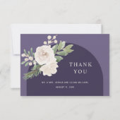 White Floral Winter Botanical Paars Wedding Bedankkaart (Voorkant)