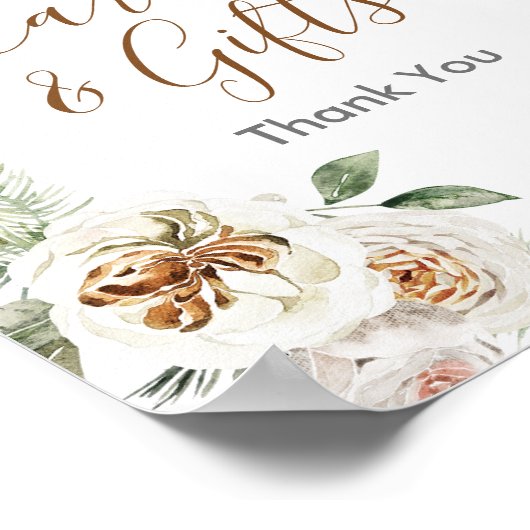 White Floral Winter Cards & Gifts Sign Poster (Hoek)