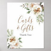 White Floral Winter Cards & Gifts Sign Poster (Voorkant)