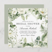 White Floral Winter Greenery Rustic Vrijgezellenfe Kaart (Voorkant / Achterkant)