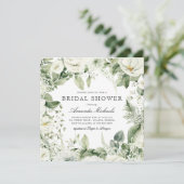 White Floral Winter Greenery Rustic Vrijgezellenfe Kaart (Staand voorkant)