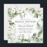 White Floral Winter Greenery Rustic Vrijgezellenfe Kaart<br><div class="desc">Waterverf White Floral Winter Greenery Rustic Bridal Shower Invitation White Botanicals is een collectie van vele luxueuze winterbloemen, waaronder witte rozen en wilde kleine bloemetjes met sierlijke groene twijgen en bladeren. Dit collectie is gebaseerd op lichte kleuren en groen! Perfect voor rustieke, elegante, winterbruiloften en andere huwelijksseizoenen als u van...</div>