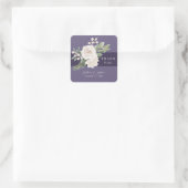 White Floral Winter Greenery Wedding Thank You Vierkante Sticker (Tas)