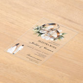 White Floral with ring Spanish Wedding Acryl Uitnodigingen (Laagn)