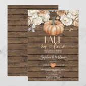 White Floral Wood Herfst in Love Engagement Party Kaart (Voorkant / Achterkant)