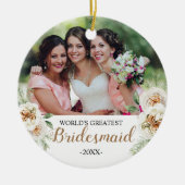 White Floral World's Greatest Bridesmaid Ornament (Voorkant)