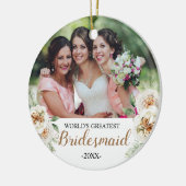 White Floral World's Greatest Bridesmaid Ornament (Links)