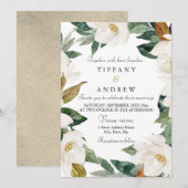 White Floral Wreath Elegant Floral Spring Wedding Kaart (Voorkant / Achterkant)