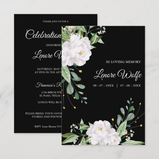 White Floral Wreath Memorial Funeral Loved One (Voorkant / Achterkant)