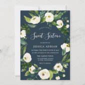 White Floral Wreath Modern Sweet 16 Party Invite Kaart (Voorkant)
