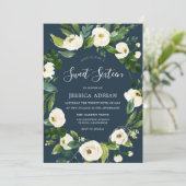 White Floral Wreath Modern Sweet 16 Party Invite Kaart (Staand voorkant)