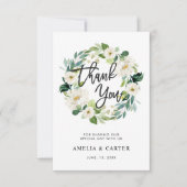 White Floral Wreator Hartelijk dank Bedankkaart (Voorkant)