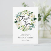 White Floral Wreator Hartelijk dank Bedankkaart (Staand voorkant)