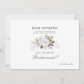 White Floral zal je mijn Bridesmaid zijn Kaart (Voorkant)