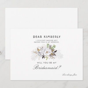 White Floral zal je mijn Bridesmaid zijn Kaart