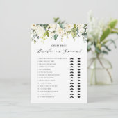 White Floral zei dat ze Bride of Groom Game zei Informatiekaartje (Staand voorkant)
