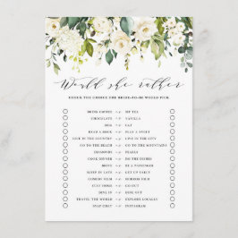 White Floral zou ze liever Vrijgezellenfeest spele Informatiekaartje