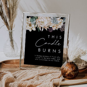 White Floral Zwart Dit kaarsbrandbord Poster