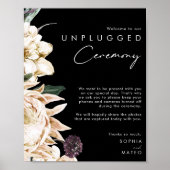 White Floral | Zwart Poster voor niet-aangesloten (Voorkant)