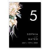 White Floral | Zwart tabelnummer Kaart (Achterkant)