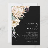 White Floral | Zwart traditioneel fotohuwelijk Kaart (Voorkant)