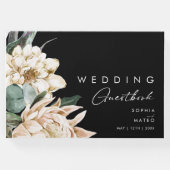 White Floral | Zwart-witboek Gastenboek (Voorkant)