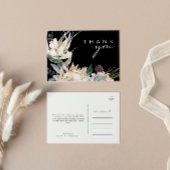White Floral | Zwarte bruiloft Dank u Briefkaart