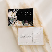 White Floral | Zwarte bruiloft Dank u Briefkaart