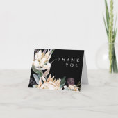 White Floral | Zwarte Hartelijk dank Bedankkaart (Voorkant)