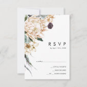 White Floral | Zwarte RSVP-kaart RSVP Kaartje (Voorkant)
