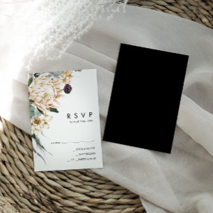 White Floral   Zwarte RSVP-kaart RSVP Kaartje