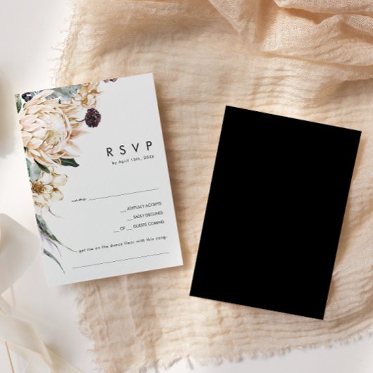 White Floral | Zwarte Song Request RSVP Card