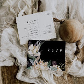 White Floral | Zwarte Song Request RSVP Card Briefkaart
