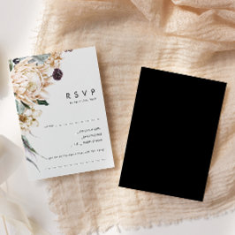 White Floral | Zwarte Song Request RSVP Card Kaartje