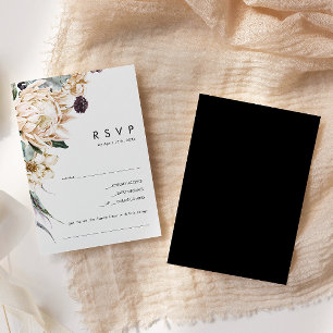 White Floral   Zwarte Song Request RSVP Card Kaartje