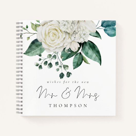 White Florals Eucalyptus de heer Mrs Guest Book Notitieboek (Voorkant)