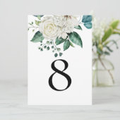 White Florals Eucalyptus Weddenschappen Table Numb (Staand voorkant)