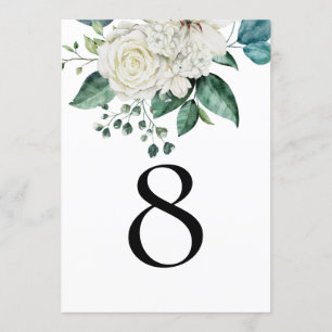 White Florals Eucalyptus Weddenschappen Table Numb