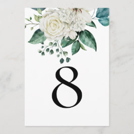White Florals Eucalyptus Weddenschappen Table Numb