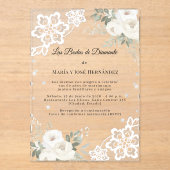  White Florals Invitación Bodas de Diamante Acryl Uitnodigingen (Voorkant)