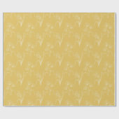 White Florals On Gold Wedding Wrapping Paper Cadeaupapier (Vlak)
