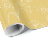 White Florals On Gold Wedding Wrapping Paper Cadeaupapier (Rol Hoek)
