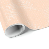 White Florals On Peach  Wedding Wrapping Paper Cadeaupapier (Rol Hoek)