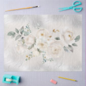 White Florals on Silver Tone Decoupage Tissuepapier (Craft)