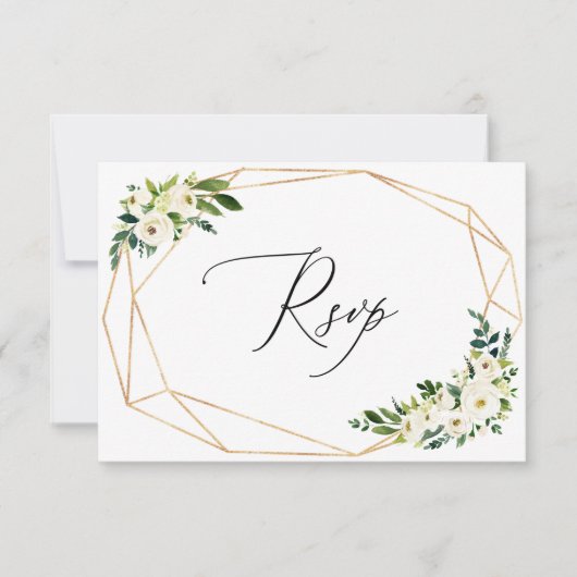 White Florals RSVP-kaarten voor bruiloft RSVP Kaartje (Voorkant)